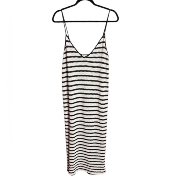 Zara Navy & White Knit Dress NWT Size L - Picture 2 of 4